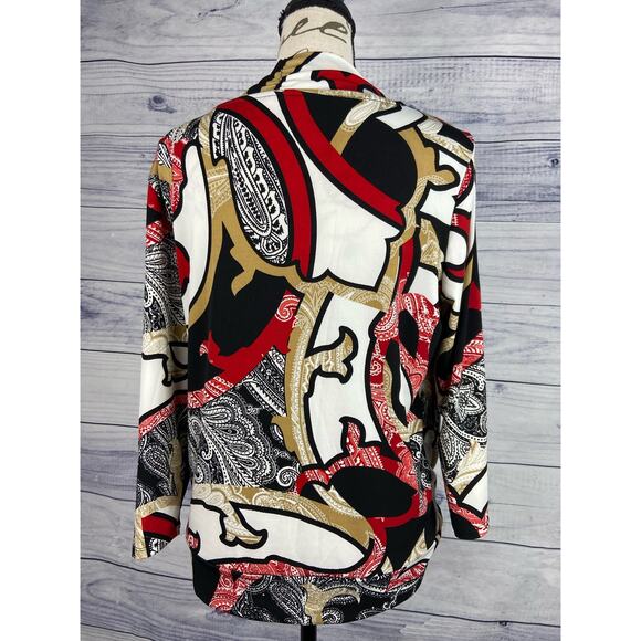 Chicos 1 Dual Layer Wrap Blouse Womens M 3/4 V Neck Sleeves Multicolor - Picture 3 of 10